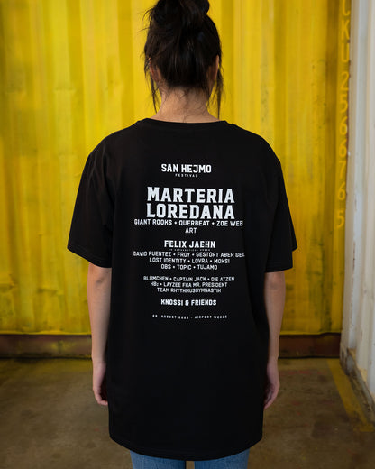 Die Rückseite des Line-up Oberteil 2022. Als Headliner sind Marteria und Loredana abgedruckt.